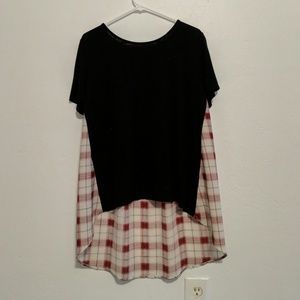 Alya High-Lo Plaid Blouse